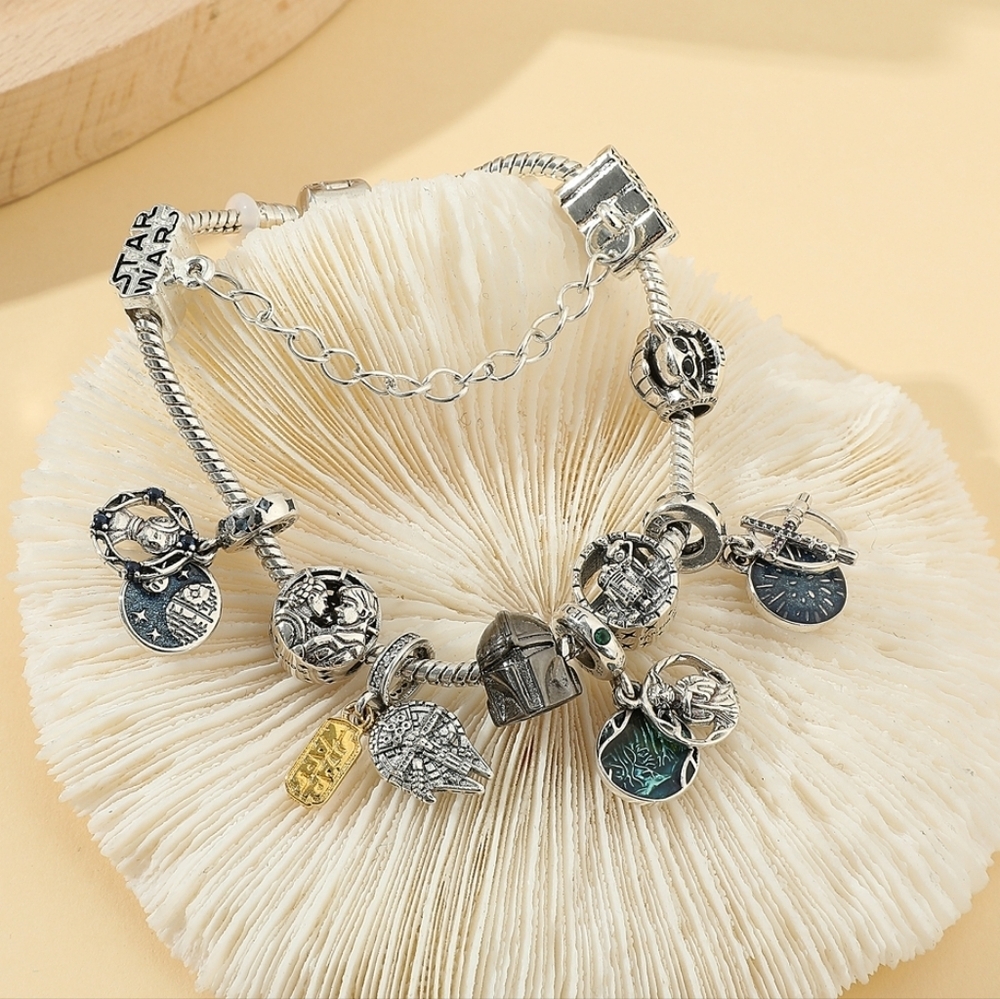 Star Wars Galactic Charm Bracelet Pandora Style Collector's Jewelry
